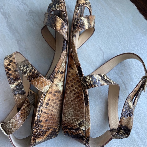 Jimmy Choo snake skin python sandal wedge size 39 (8.5) Authentic - Picture 9 of 11